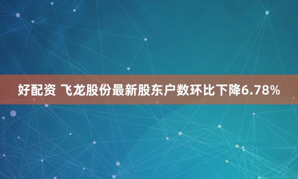 好配资 飞龙股份最新股东户数环比下降6.78%
